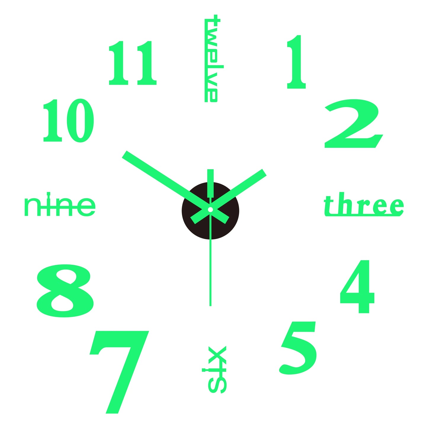 3D Wall Clock DIY Mirror Wall Stickers For Home Living Room Decor Frameless Luminous Quartz Clocks Self Adhesive Hanging Watches