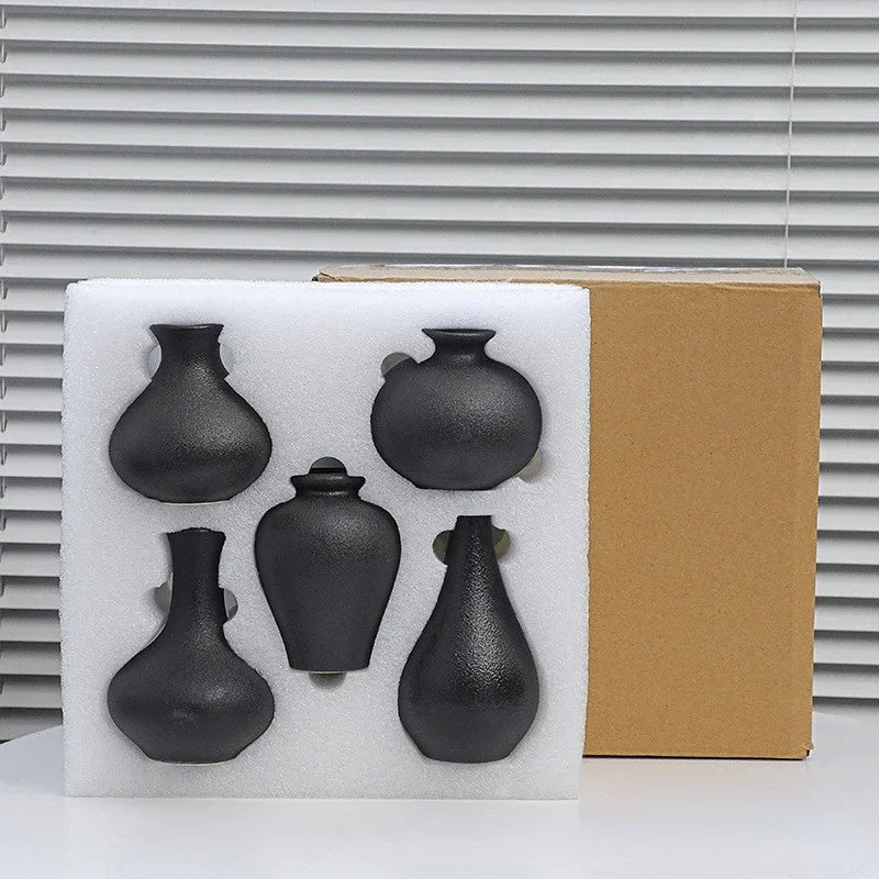 5-piece Set of Simple Ceramic Vases, Fresh Small Vases, Desktop Decorations, Simple Porch, TV Cabinet, Home Crafts