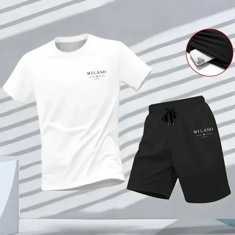 Men's Tracksuit Casual Quality Summer Outdoors Jogging New Two-piece Set Versatile Shorts-sleeved T-shirt and Sport Short Daily
