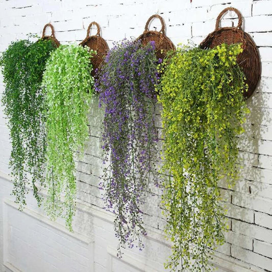 Artificial Plants Vines Flower Wall Hanging Faux Rattan Indoor Outdoor Green Plant Plant Flower Wall Decoration Home Decor