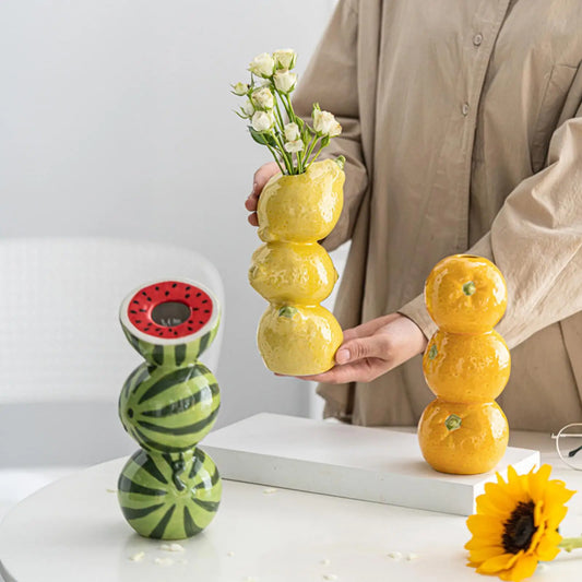 Ceramic Fruit Vase Decorative Ceramic Vase For Flowers Floral Container Party Kitchen Decorations For Table Centerpieces Offices