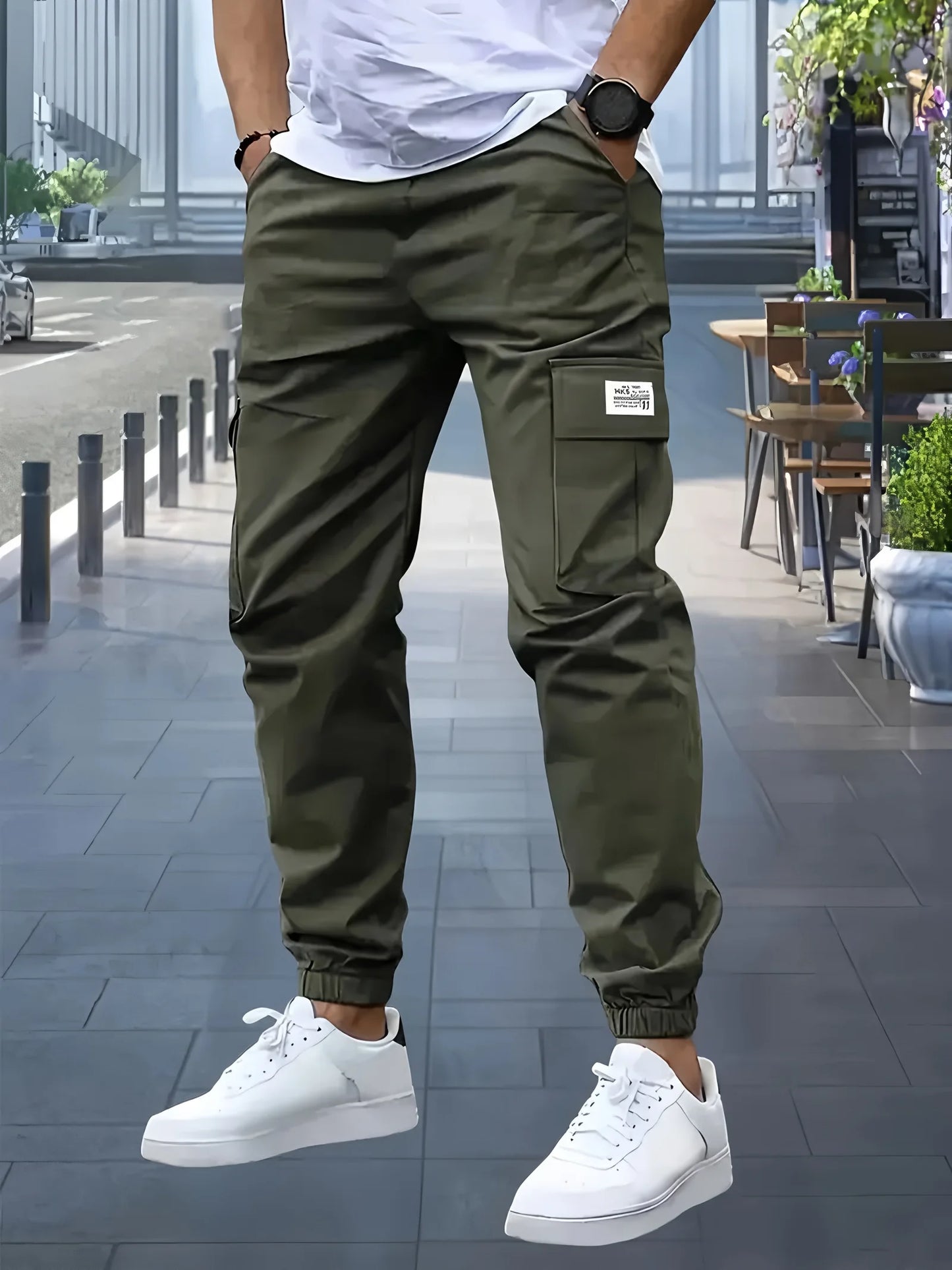 Men's Cargo Pants Sweatpants Outdoor Bunched Long Trousers Casual Autumn Multi-Pocket Durable Workwear Male Trousers