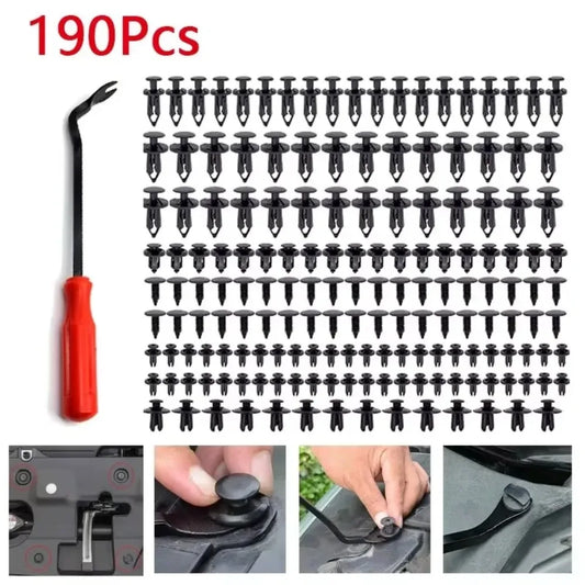 190pcs Mixed Automotive Retaining Clips – 6 Types Push Fasteners for Bumper and Trim Repair