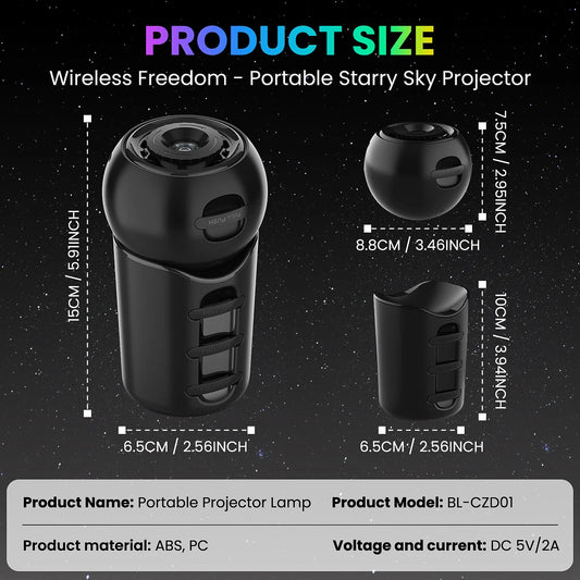 Rechargeable Portable Galaxy Light Projector,4 HD Film Discs and Night Light Projector with Adjustable Focus Lens