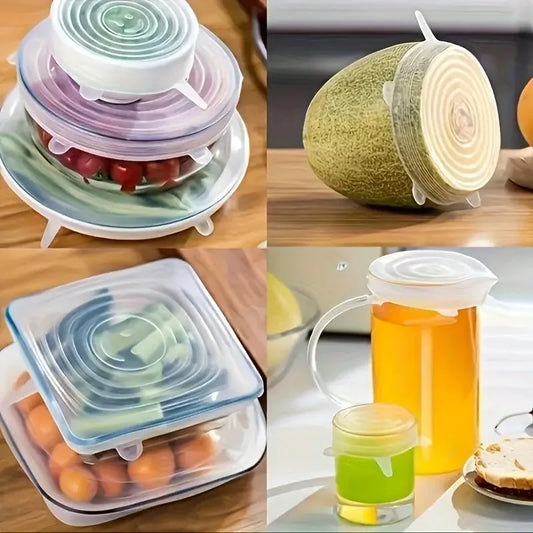 12pcs/6pcs Silicone Stretch Lids Set - Reusable Food Covers for Bowls, Plates & Pots - Microwave & Freezer Safe
