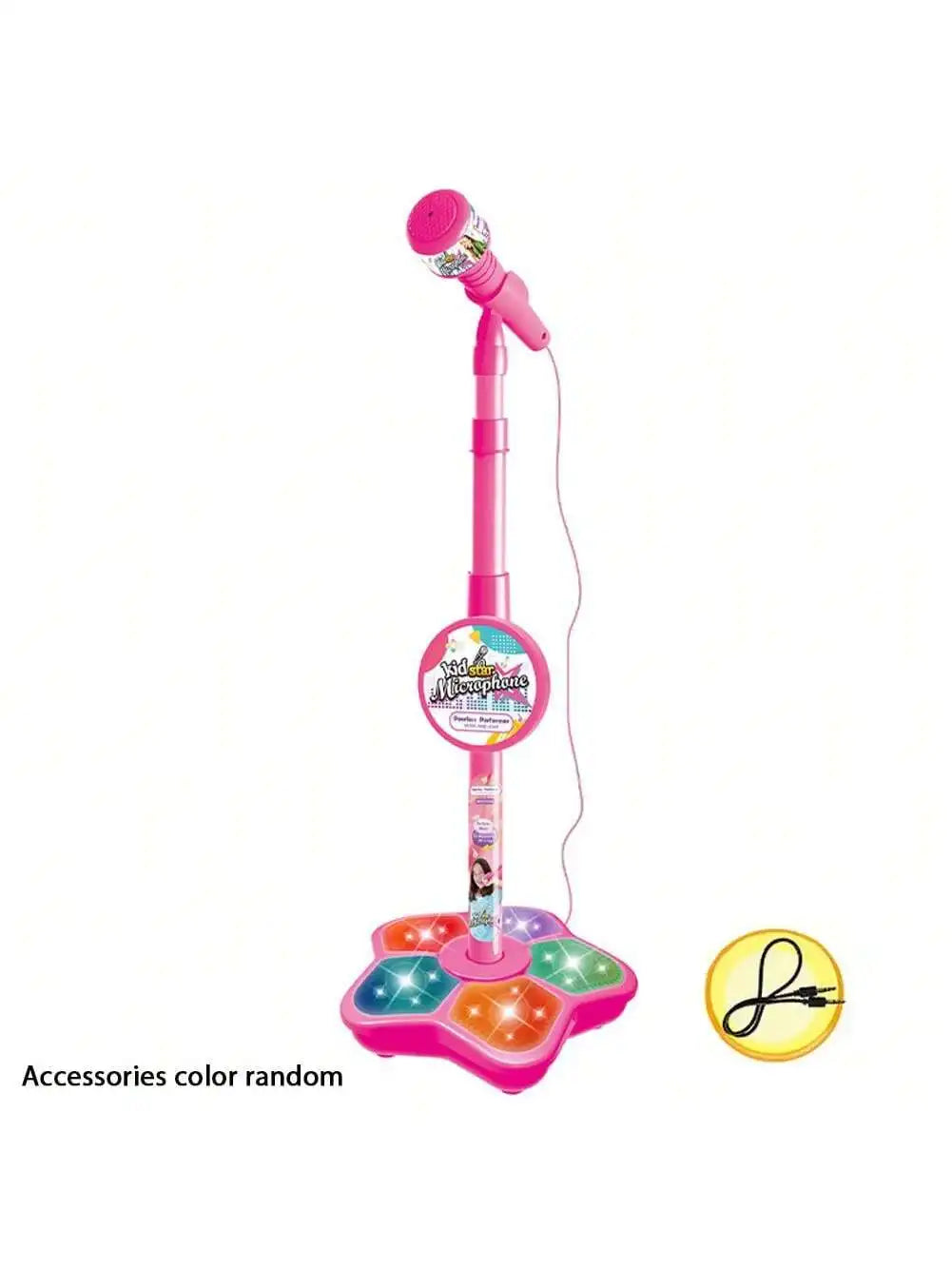 Children Singing Microphone Toy with Music Speaker Stand Light Up Karaoke Instrument for Kids Children Birthday Gift