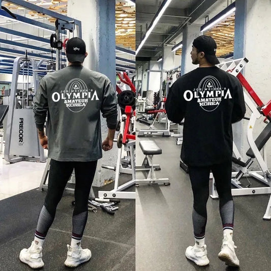 Men's Gym Sporting Clothing Male Fashion Bodybuilding Fitness Workout Long Sleeve T-Shirt Running Sweatshirt Casual Tees Tops