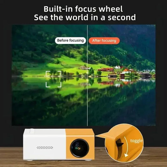 Portable Mini Projector with Full HD 1080P Support -Includes Remote Control, USB-Powered, Ideal for Smartphones, and USB Devices