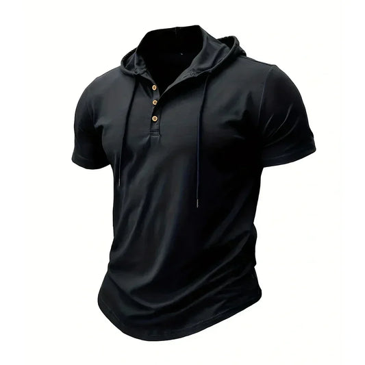 Men T Shirts Summer Slim Fitness Hooded Short-Sleeved Bodybuilding Quick Dry Tshirt Male Gym Clothes Breathable Sports Tops