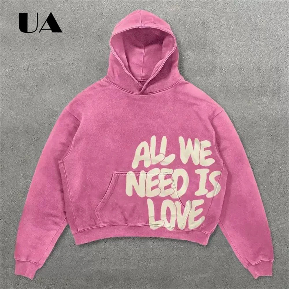 UA All We Need is Love New Hoodies for Men S-4XL Casual Street Wear Spring Autumn New Chic Outfit Hoodies Pullover