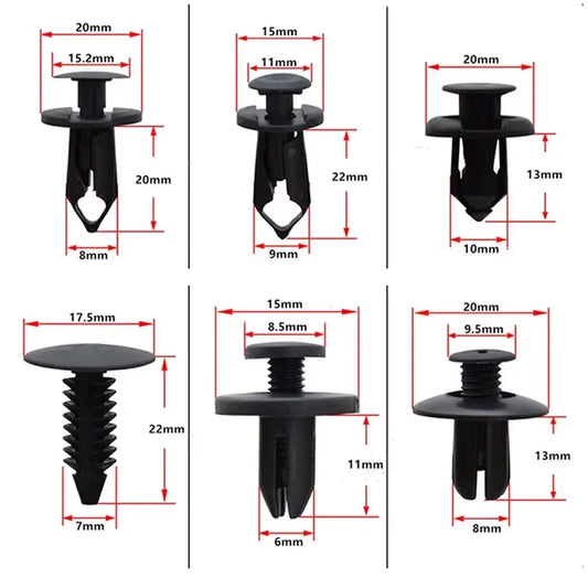 Car Retainer Clips Plastic Fasteners Kit 6 Size Auto Push Pin Rivets Set Body Bumper Push Rivet Clips 