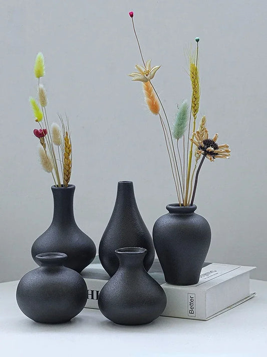 5-piece Set of Simple Ceramic Vases, Fresh Small Vases, Desktop Decorations, Simple Porch, TV Cabinet, Home Crafts