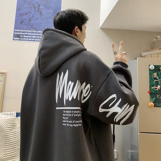 Men's Oversized Hoodie White With Hat 5XL Hoodies Oversize for Men Funny Letter Print Man Casual Wear Hoody Male Sweatshirt