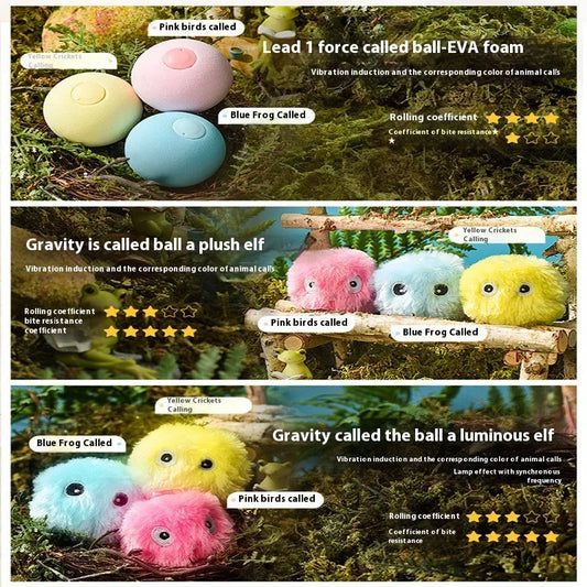 Interactive Ball Smart Cat Toys Plush Electric Catnip Training Toy Kitten Touch Sounding Pet Product Squeak Toy Ball