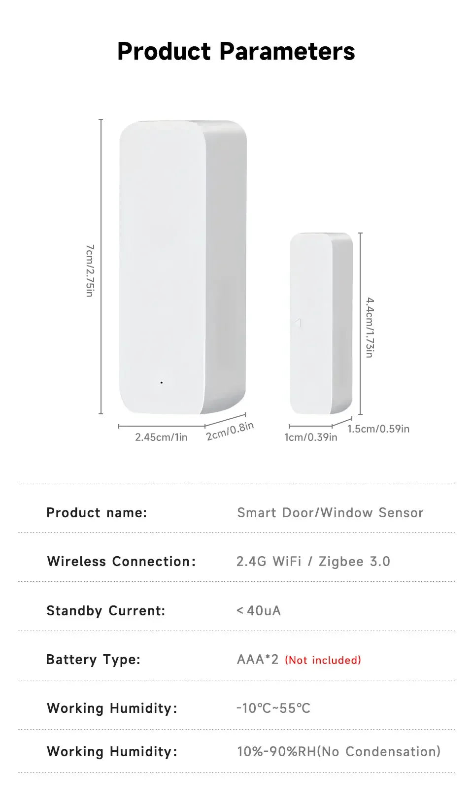 Tuya Smart WiFi Door Sensor Smart Home Open Close Detector Smartlife App Control Notification Compatible with Alexa Google Home