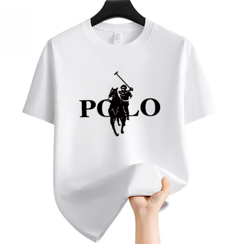 Men's Summer Fashion Brand Clothing Casual Business Shorts Loose Sleeve Versatile Round Neck T-Shirt Breathable T-Shirt