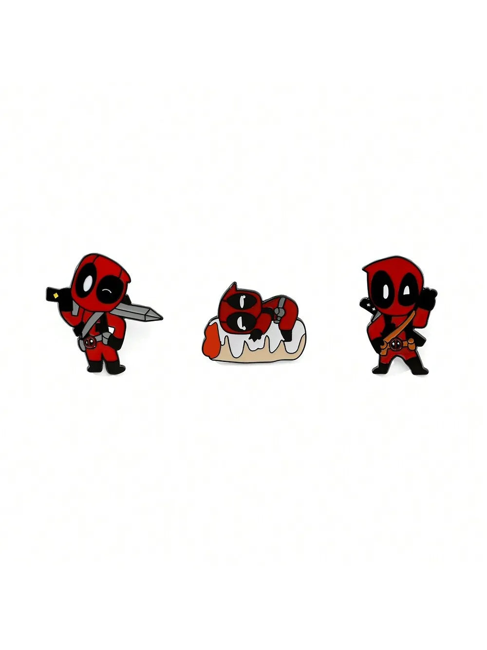 3 Pcs cartoon characters Metal Badge Deadpool Enamel brooch Men's and women's Clothing Bags Accessories Decorative pins