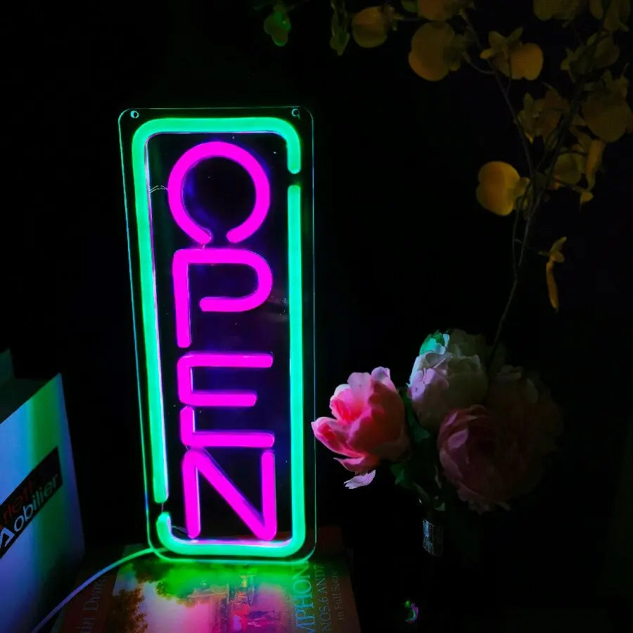 LED Bright Open Neon Sign, Powered by USB with ON/OFF Switch, RGB Open Signs for Business Bar Restaurant Hotel Storefront Window
