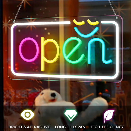 Open Neon Signs Business LED Neon Light Sign Bright Colorful Store Window Door Coffee Shop Florist Bar Salon Restaurant Decor