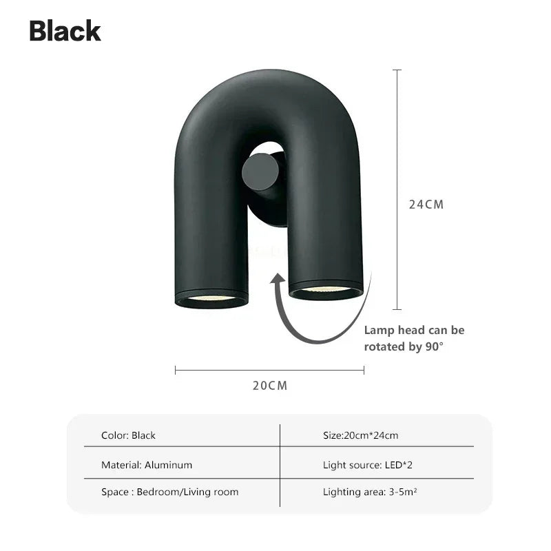Nordic LED Wall Light U Shaped Art Lamps For Bedroom Bedside Living Room Corridor TV Background Home Indoor Simple Decor Fixture