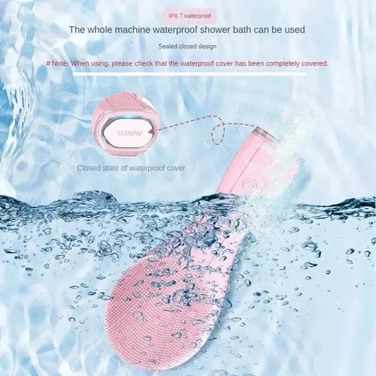 Electric Facial Cleansing Brush Deep Pore Cleaning Sonic Vibration Waterproof Acne Blackhead Remover Pore Cleaner Silicone