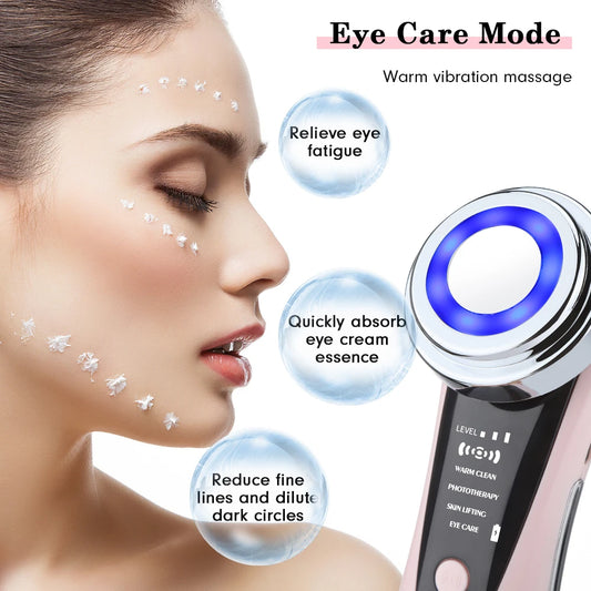 5 in 1 Warming and Cooling Microcurrent Facial Device Red Blue Light Photon Face Neck Massager Kit for Beauty Skin Care at Home