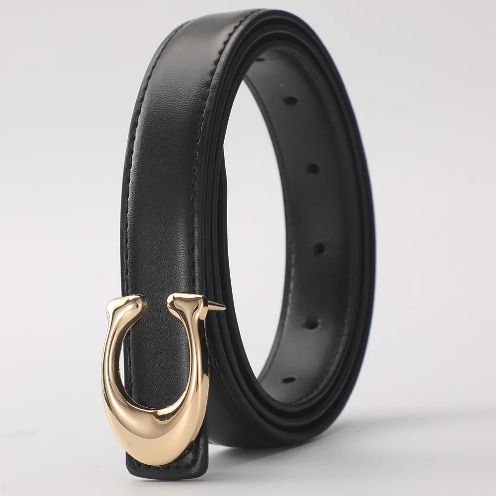 C-shaped Smooth Buckle Simple Women's Soft Durable Belt Fashion Women's Clothing Accessories Paired With Business Casual Belt