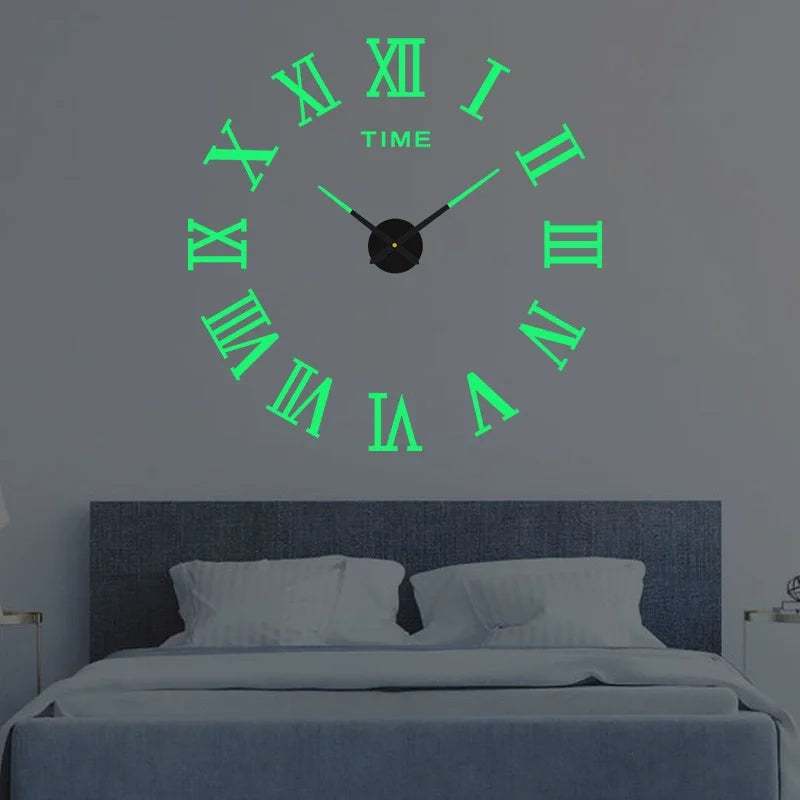 3D Acrylic Digital Wall Clock Roman Numerals Design Mirror Wall Clock Fashion Large Round Wall Clock DIY Self Adhesive Clocks