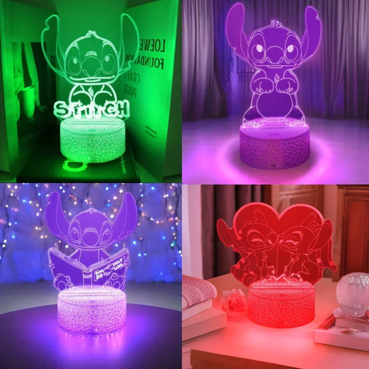 LED Night Light Illusion Stitch Lamps Remote Control Smart Touch Home Room Decor Lamp Christmas Valentine's Day Birthday Gifts