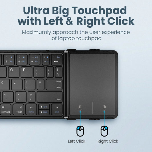 Foldable Bluetooth Keyboard with Touchpad Wireless Folding Keyboard with PU Leather for iOS Android Windows,Support 3 Devices