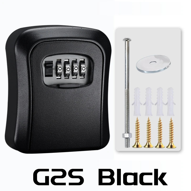 Wall Mount Key Lock Box 4 Digit Password Code Security Lock No Key for Home Office Key Safe Secret Storage Box Organizer