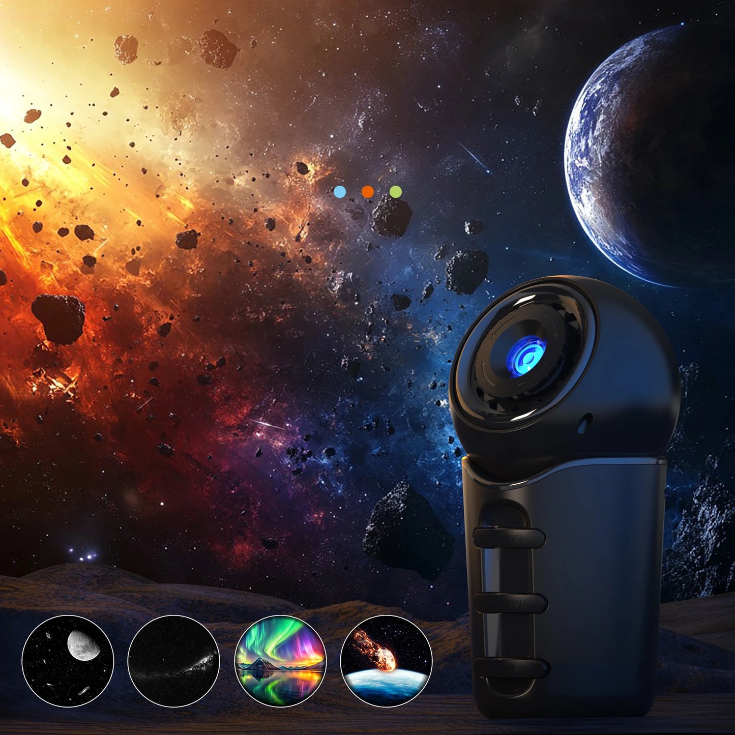 Rechargeable Portable Galaxy Light Projector,4 HD Film Discs and Night Light Projector with Adjustable Focus Lens