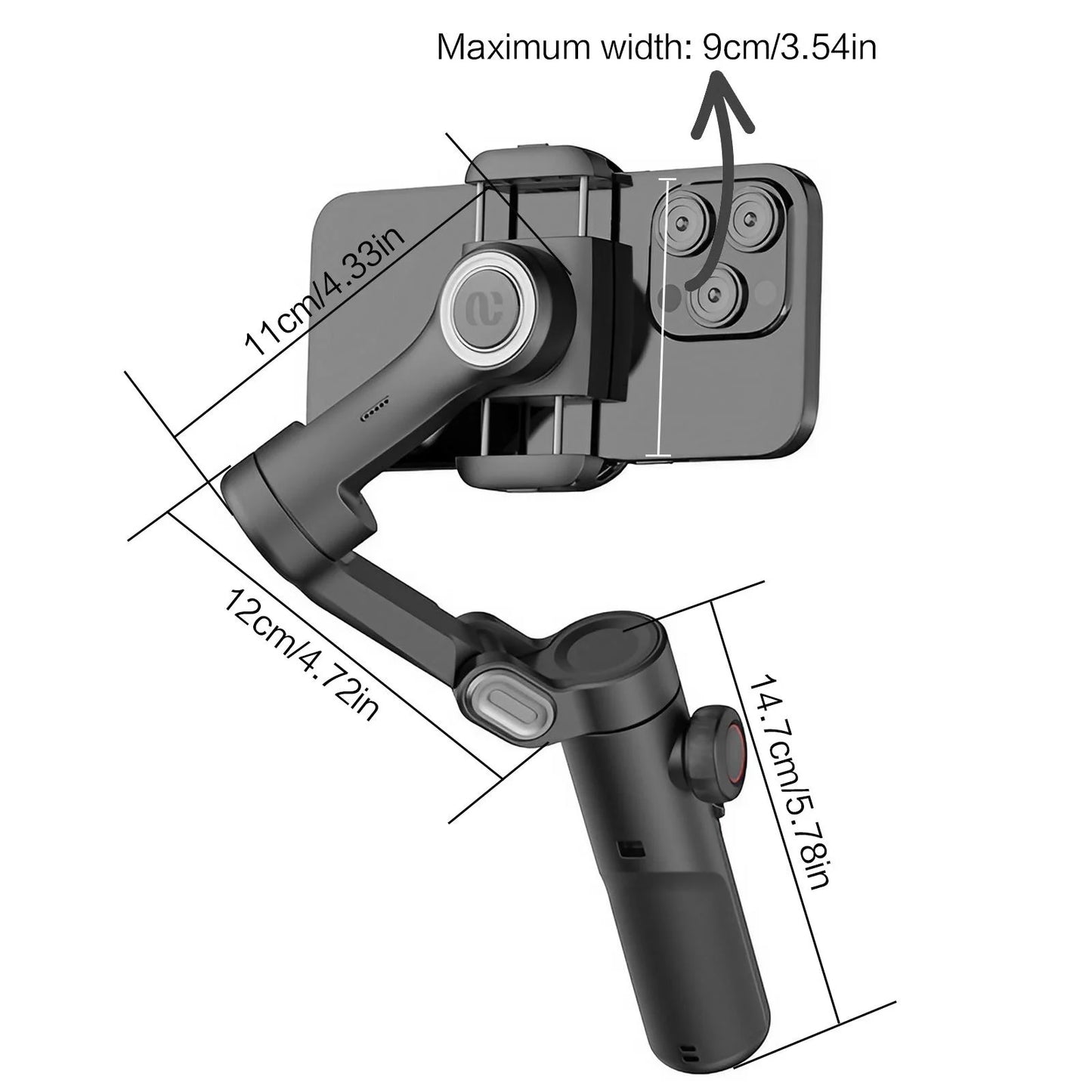 3-Axis Handheld Gimbal Stabilizer for Smartphone Anti-Shake Selfie Stick with Face Tracking