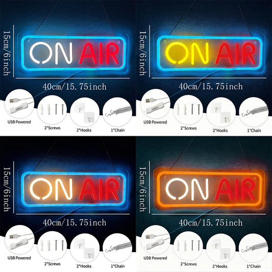 On Air Led Neon Sign, Used For Wall Decor, Game Player Live Broadcast, Music Studio, Recording Studio, Bar, Party Wall Lamp.