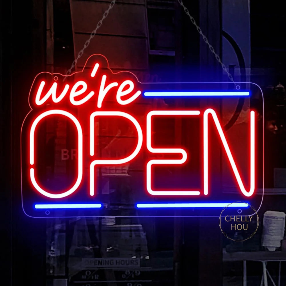 We're Open Neon Sign for Business LED Neon Open Signs Light Up Open Sign for Shop Store Florists Bar Salon Cafes Restaurant Pubs