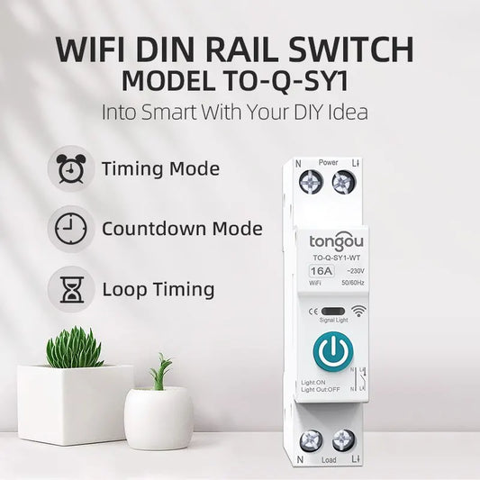 Tuya WiFi Smart Circuit Breaker 1P 63A DIN Rail for Smart Home Wireless Remote Control WiFi Switch by APP TONGOU Free Shipping