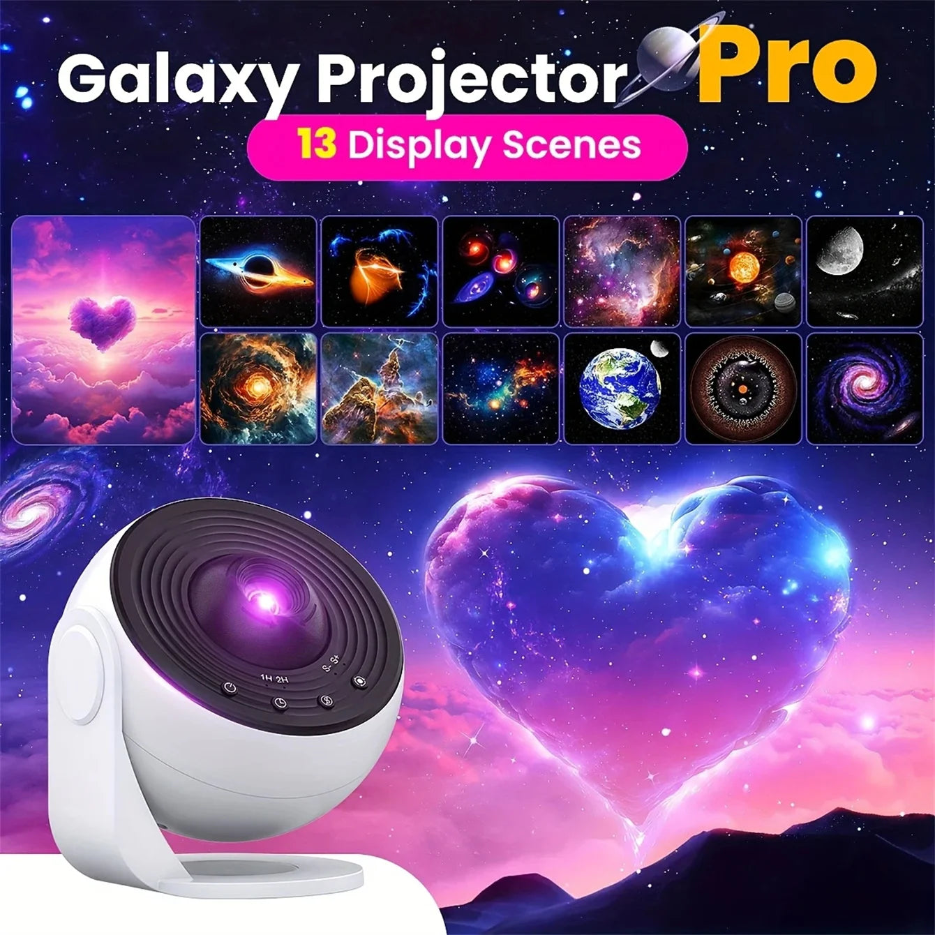 Galaxy Projector Lamp Pro Version 13-In-1 Film Sheet Larger Projection Area Suitable for Gifts