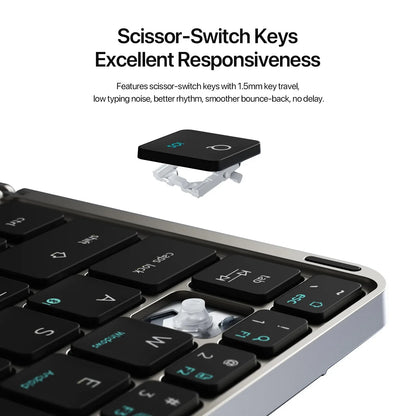 Foldable Bluetooth Keyboard with Touchpad & Phone Holder, Bluetooth 5.0 Multifunctional Wireless Keyboard for Phone Tablet PC