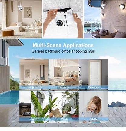8MP Wifi IP Wireless Security Surveillance PTZ Camera 4X Zoom Cameras Tracking Two-way Audio HD Night Color Cam