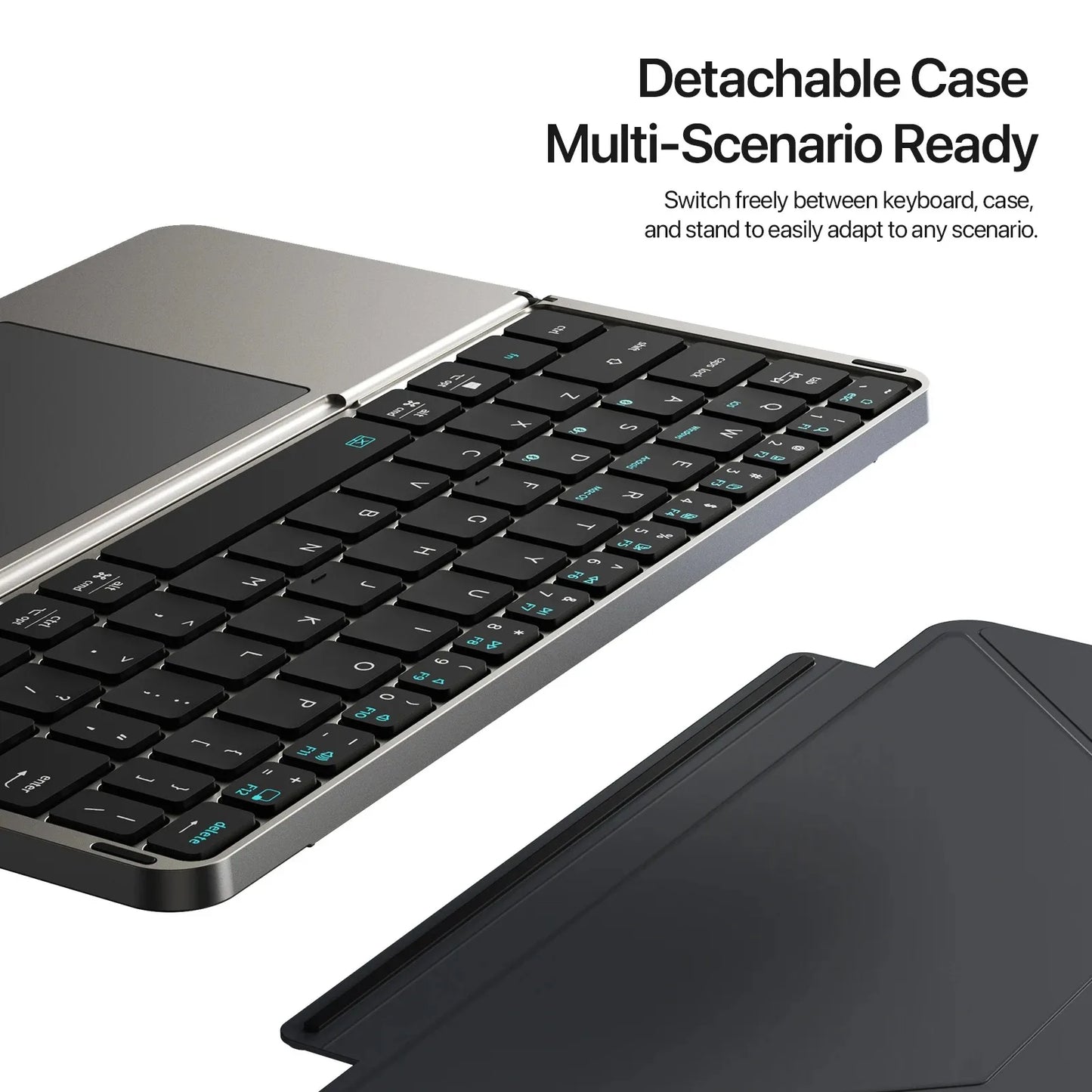 Foldable Bluetooth Keyboard with Touchpad & Phone Holder, Bluetooth 5.0 Multifunctional Wireless Keyboard for Phone Tablet PC