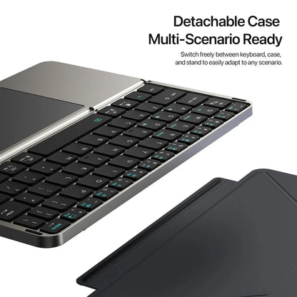 Foldable Bluetooth Keyboard with Touchpad & Phone Holder, Bluetooth 5.0 Multifunctional Wireless Keyboard for Phone Tablet PC