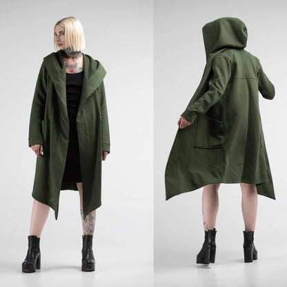 Oversized Hooded Cardigan Jacket - Unisex Spring Warm Coat, Solid Color Hoodie for Men & Women