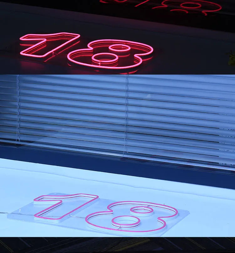 LED Neon Light Sign Number 18 Neon Wall Letters Lights Night Lamp for Room Holiday Party Decor Birthday Christmas Gift Signs