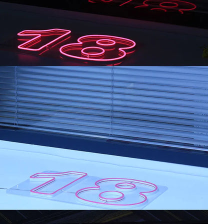 LED Neon Light Sign Number 18 Neon Wall Letters Lights Night Lamp for Room Holiday Party Decor Birthday Christmas Gift Signs