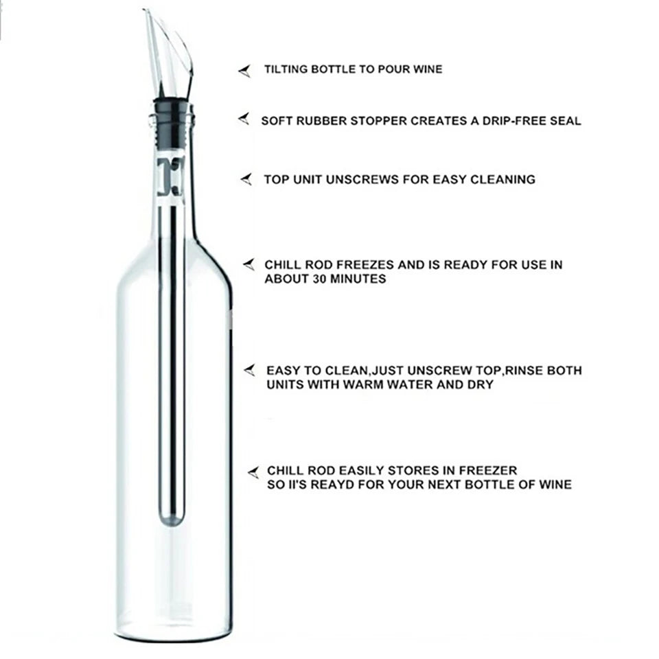 Ice Wine Chiller Rushed Ice Bucket Stainless Steel Barware Wine Pourer Bottle Stick Rapid Iceless Perfect Kitchen Bar Accessorie