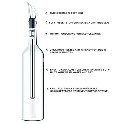 Ice Wine Chiller Rushed Ice Bucket Stainless Steel Barware Wine Pourer Bottle Stick Rapid Iceless Perfect Kitchen Bar Accessorie