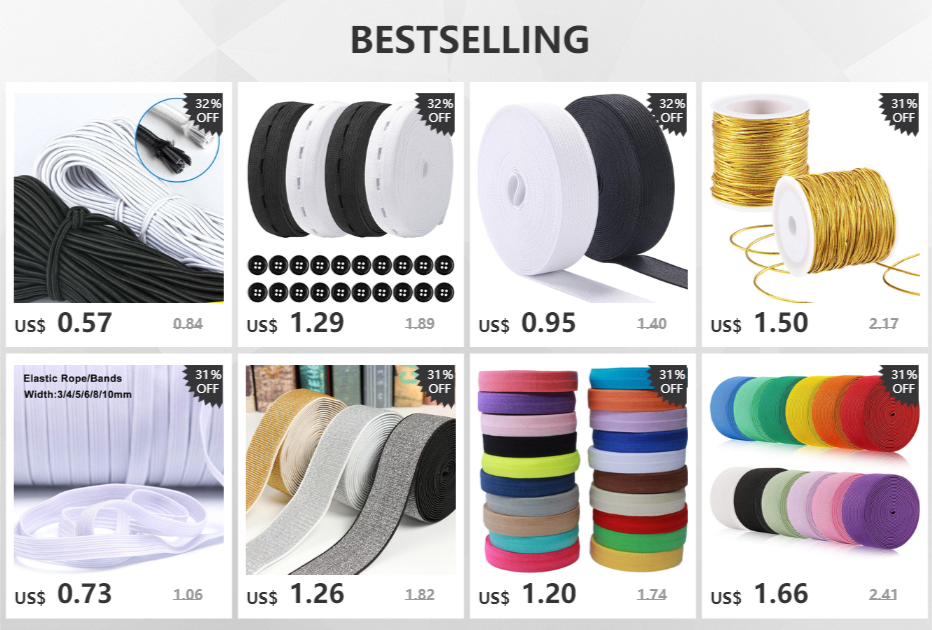 5Meters Sewing Elastic Band Heavy Stretch High Elasticity Knit Elastic Band for Sewing Waistband Elastic White black 10-60MM