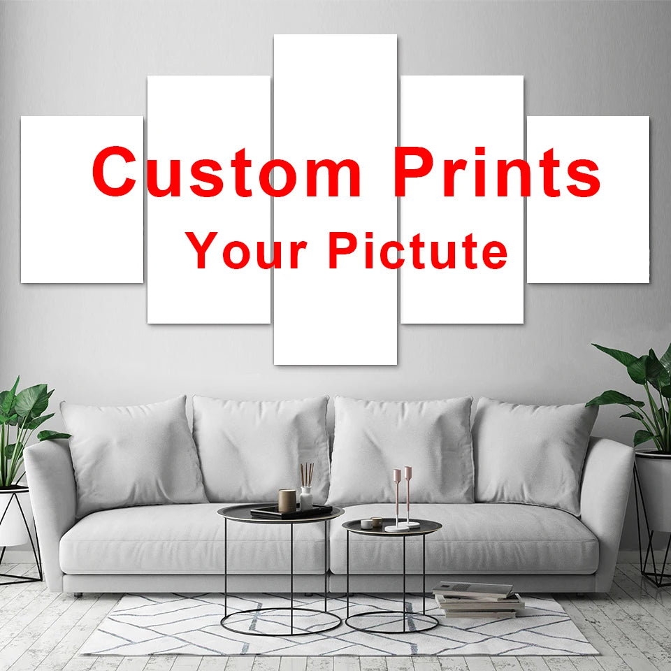 5 Piece Canvas Wall Art Custom Photo Customized Posters Picture Home Decor Framed Painting Interior Decor Room Decoration