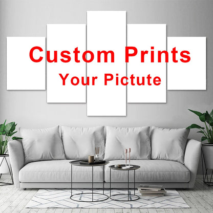 5 Piece Canvas Wall Art Custom Photo Customized Posters Picture Home Decor Framed Painting Interior Decor Room Decoration