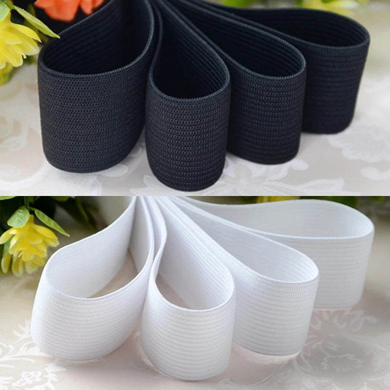 5Meters Sewing Elastic Band Heavy Stretch High Elasticity Knit Elastic Band for Sewing Waistband Elastic White black 10-60MM